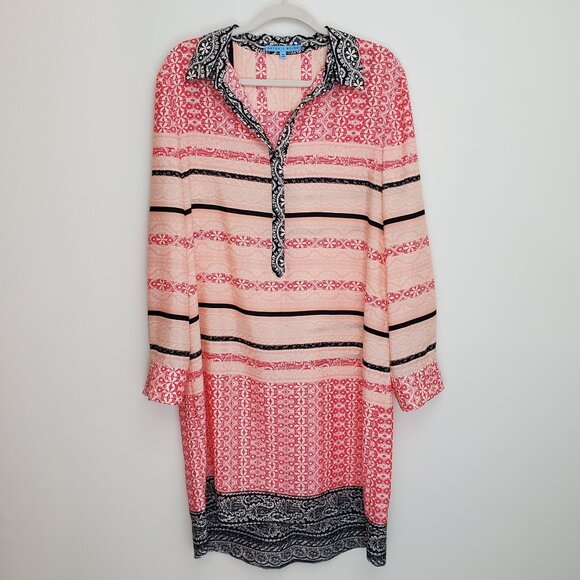 Antonio Melani geometric print stripe block shirt dress; size 14 - Picture 1 of 11